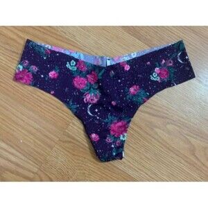 Victorias Secret Floral Roses No Show Thong Panty  Small  New